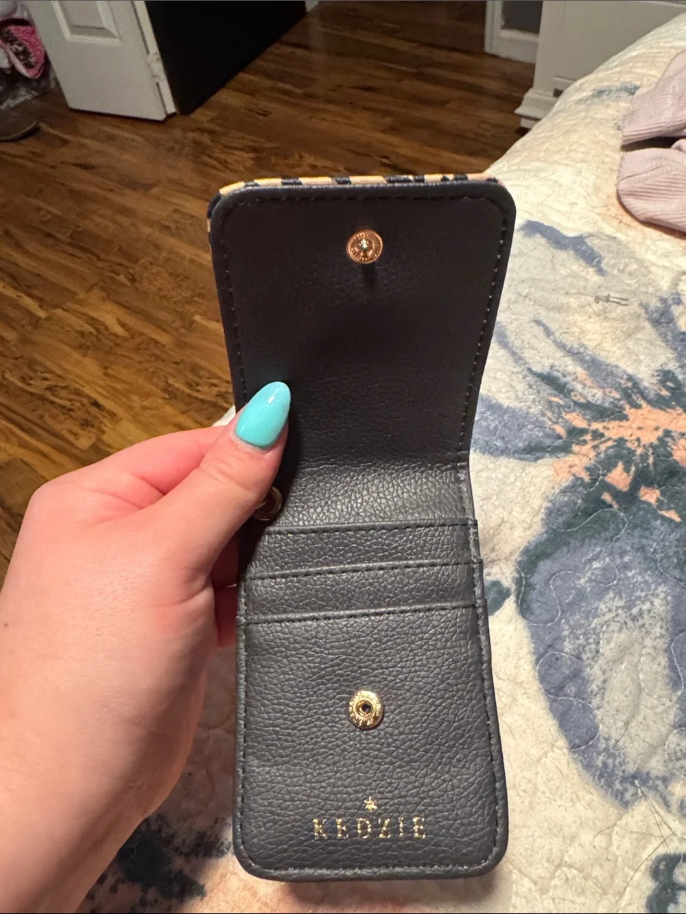 Kedzie Leopard Print Card Wallet Keychain - Black & Tan
